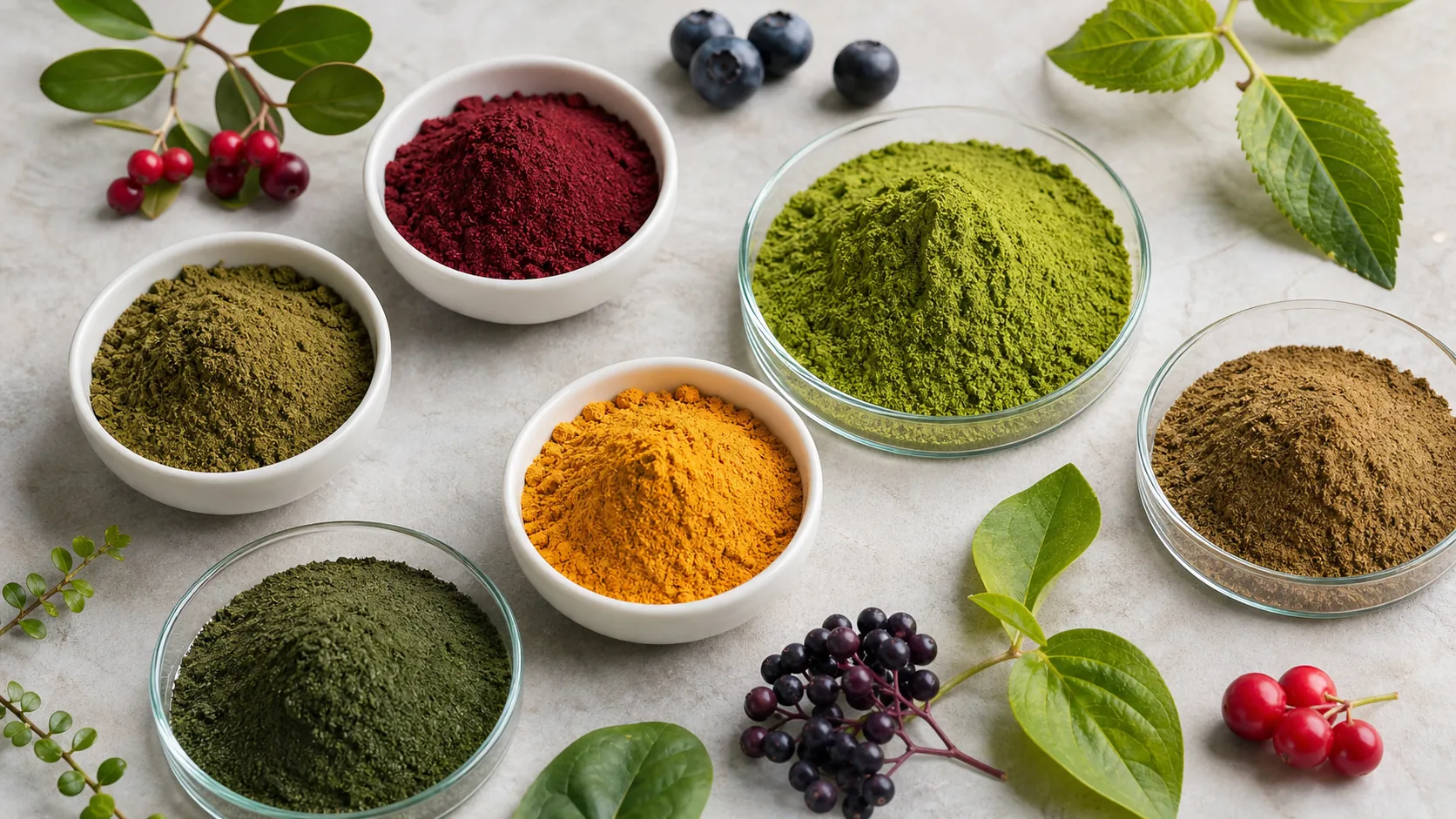 A range of standardized plant-extract powders